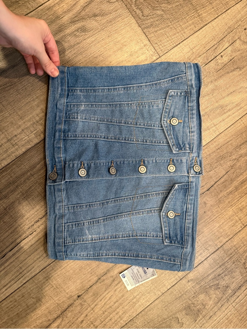 Denim Crop Top with Button Front - Light Blue